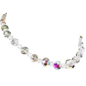 VTG Graduated Faceted Mirror AB Crystal Glass Bead Necklace, Wire Strung Single